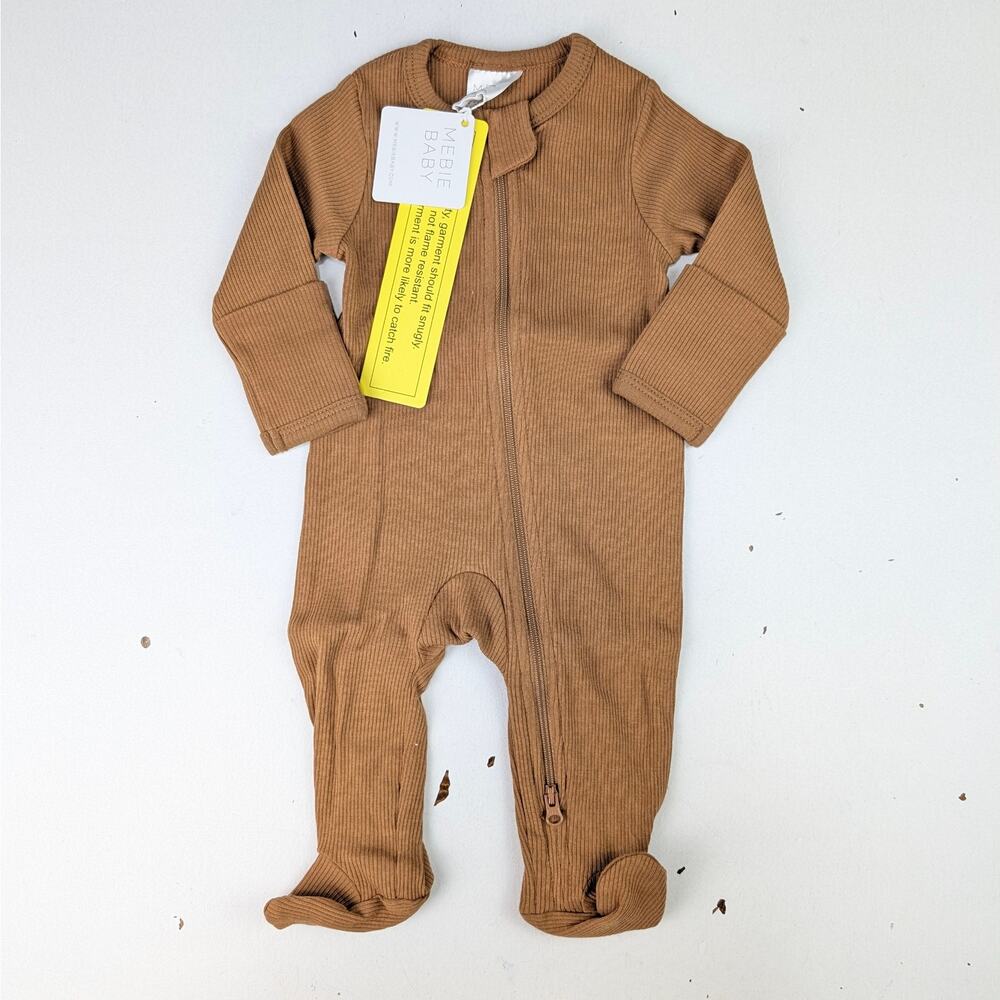 Mebie Baby 0-3 Months Caramel Ribbed Footie